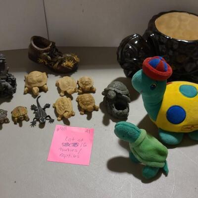 Lot of 16 Reptile Turtle Figures, Statues & Planter-Item #449