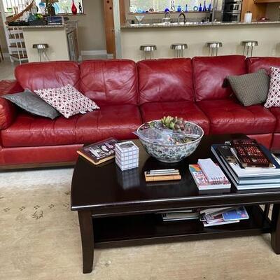 Natuzzi Red Leather Sectional Sofa