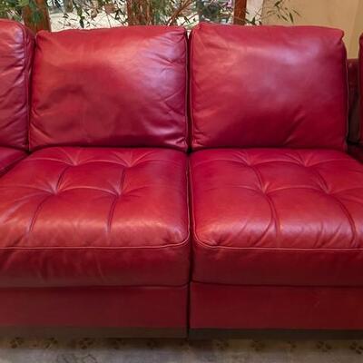 Natuzzi Red Leather Sectional Sofa