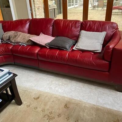Natuzzi Red Leather Sectional Sofa