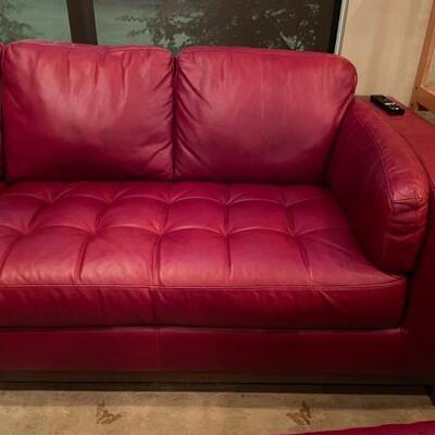 Natuzzi Red Leather Sectional Sofa