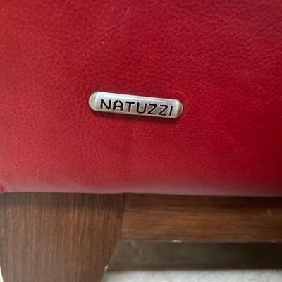 Natuzzi Red Leather Armchair w/Ottoman #2