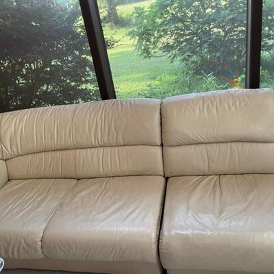 **Cream Leather Sectional Sofa
