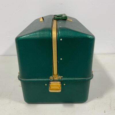 -275- VINTAGE | Large Green Fishing Tackle Box | With Contents!