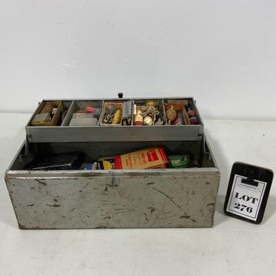 -276- VINTAGE | Smaller Silver and Green Tackle Box