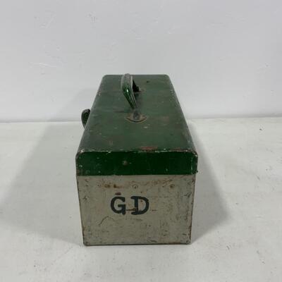 -276- VINTAGE | Smaller Silver and Green Tackle Box