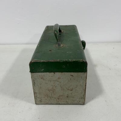 -276- VINTAGE | Smaller Silver and Green Tackle Box