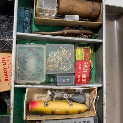-276- VINTAGE | Smaller Silver and Green Tackle Box