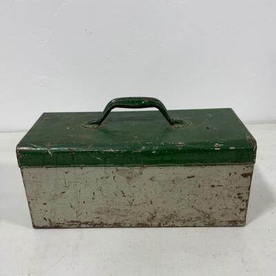 -276- VINTAGE | Smaller Silver and Green Tackle Box