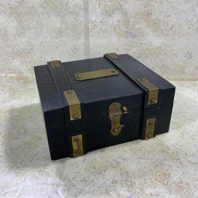 -287- VINTAGE | Three Lined Wood Boxes | Hand Painted
