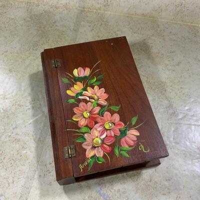 -287- VINTAGE | Three Lined Wood Boxes | Hand Painted