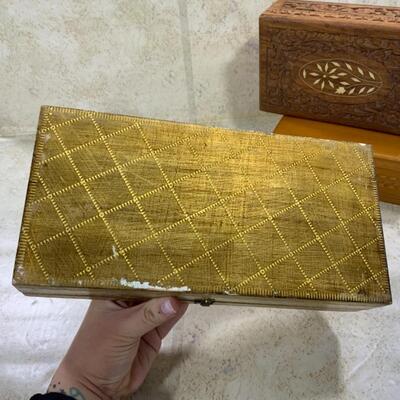 -291- VINTAGE | Four Wood Boxes | Ornate Designs | Inlaid