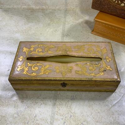 -291- VINTAGE | Four Wood Boxes | Ornate Designs | Inlaid