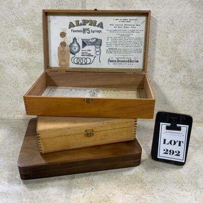 -292- VINTAGE | Three Wood Boxes | Alpha Medical Equipment