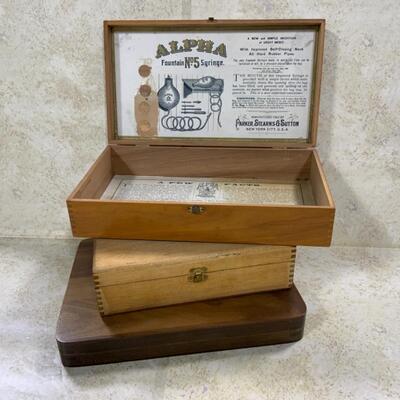-292- VINTAGE | Three Wood Boxes | Alpha Medical Equipment