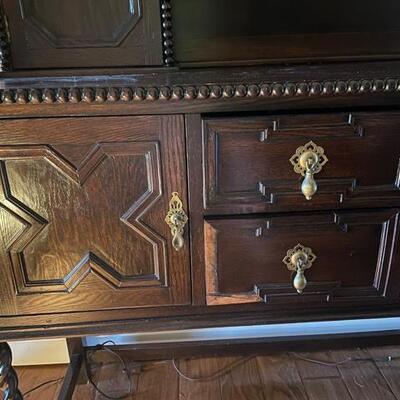 Antique Barley Twist Sideboard with Hutch