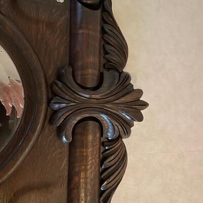 Antique Oak Hall Tree with Seat