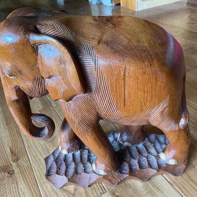 Vintage Carved Wooden Elephant