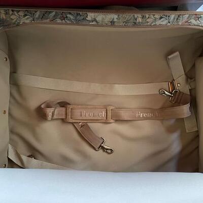 **Vintage French Company "Paradise" Tapestry & Suede 32" Suitcase