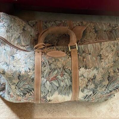 **Vintage French Company "Paradise" Tapestry & Suede Large Satchel