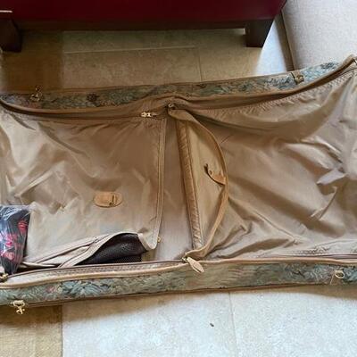 **Vintage French Company "Paradise" Tapestry & Suede Folding Suit Bag