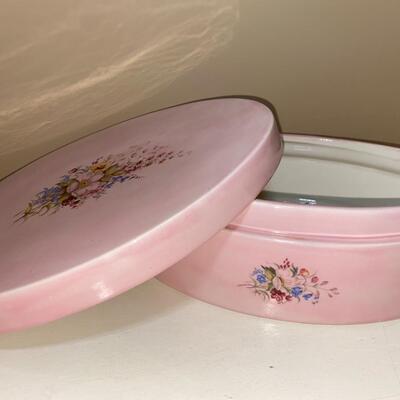 #101 Vintage Pink Ceramic Vanity Boxes 