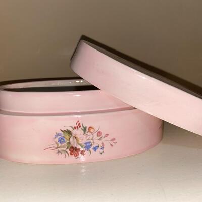 #101 Vintage Pink Ceramic Vanity Boxes 