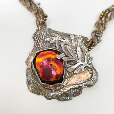 UNIQUE HANDMADE SILVER AND STONE NECKLACE