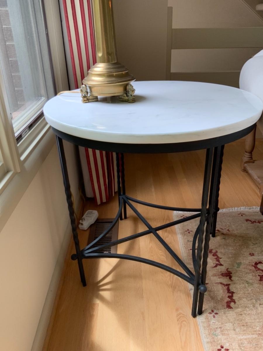 Travertine Stone Round End Table