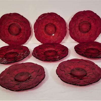 Lot #62  Set of 8 Ruby Red Dessert Plates