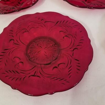 Lot #62  Set of 8 Ruby Red Dessert Plates