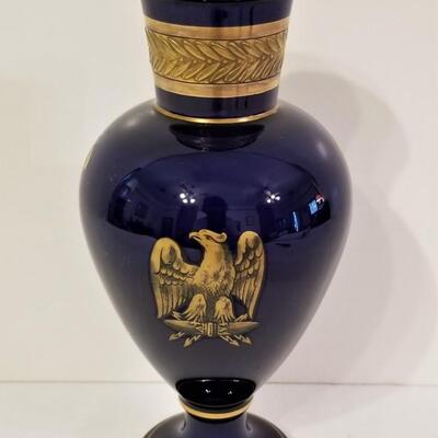 Lot #66 Vintage Cobalt Blue French Vase with Gold Decoration