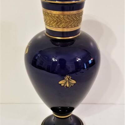 Lot #66 Vintage Cobalt Blue French Vase with Gold Decoration