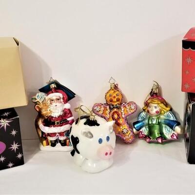 Lot #67  Lot of 4 Christopher Radko Christmas Ornaments with Boxes