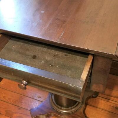 Lot #69  Antique Drop Leaf Side Table with 2 drawers