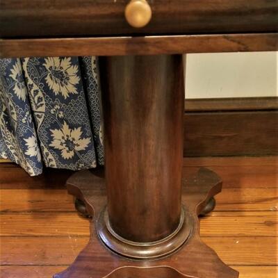 Lot #69  Antique Drop Leaf Side Table with 2 drawers