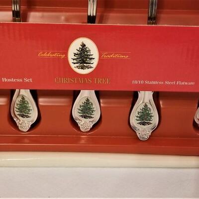 Lot #79  SPODE Christmas Tree 5 pc. Hostess Set in original Box