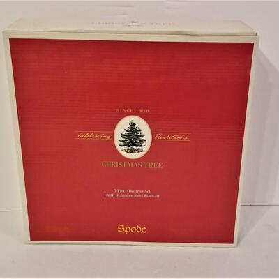 Lot #79  SPODE Christmas Tree 5 pc. Hostess Set in original Box