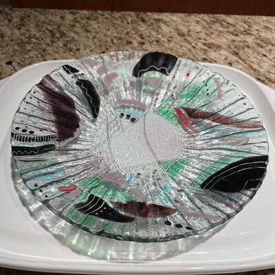 Art Glass Plate by Local artist Janet Gildermaster (deceased) of Ponchatoula