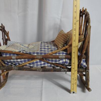 Vintage Rocking Bentwood Childs Doll Baby Bed
