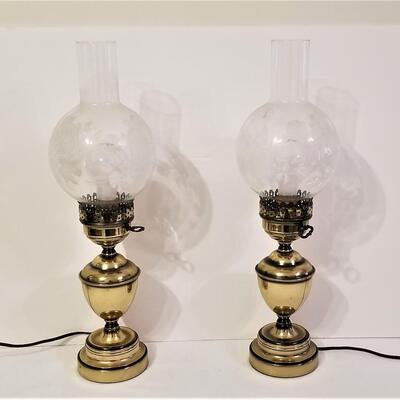 Lot #82  Pair of Vintage Brass Lamps with Rose Motif