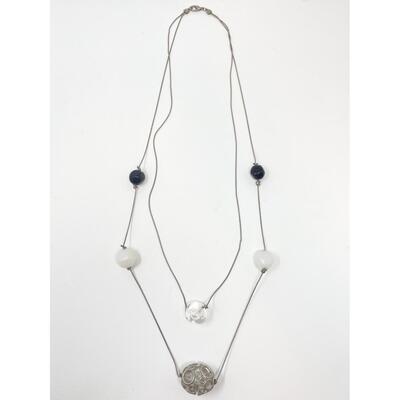 SILVER TONED LARGE BEAD NECKLACE