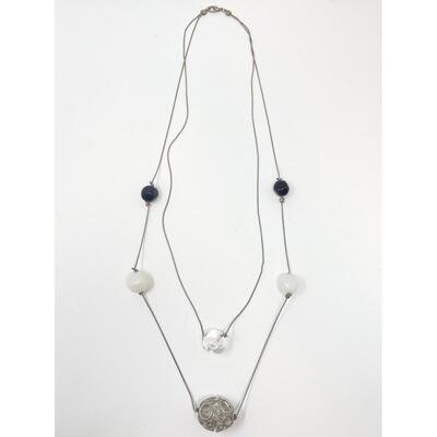 SILVER TONED LARGE BEAD NECKLACE