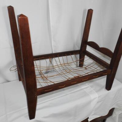 Roped Oak Baby Doll Bed