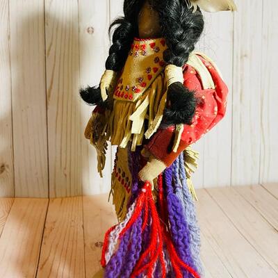 Lot 154  Native American No Face Doll Male Dressed Cloth & Leather