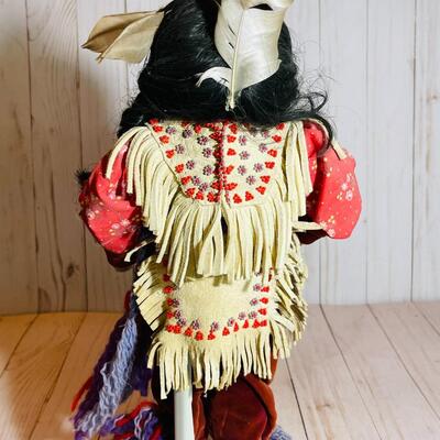 Lot 154  Native American No Face Doll Male Dressed Cloth & Leather