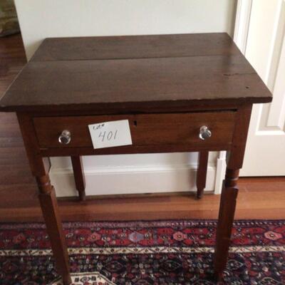 401 Antique Country Walnut Single Drawer Table 