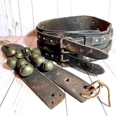 Lot 158  Vintage Dance Bells & Wide Leather Belt Native American Pow Wow