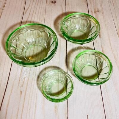 Lot 164  Group of Antique Green Depression Glass