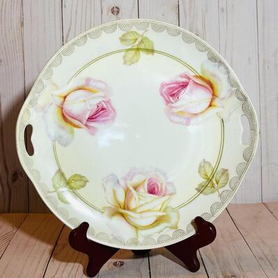 Lot 165  Antique Decorated Porcelain Plate Roses Germany 